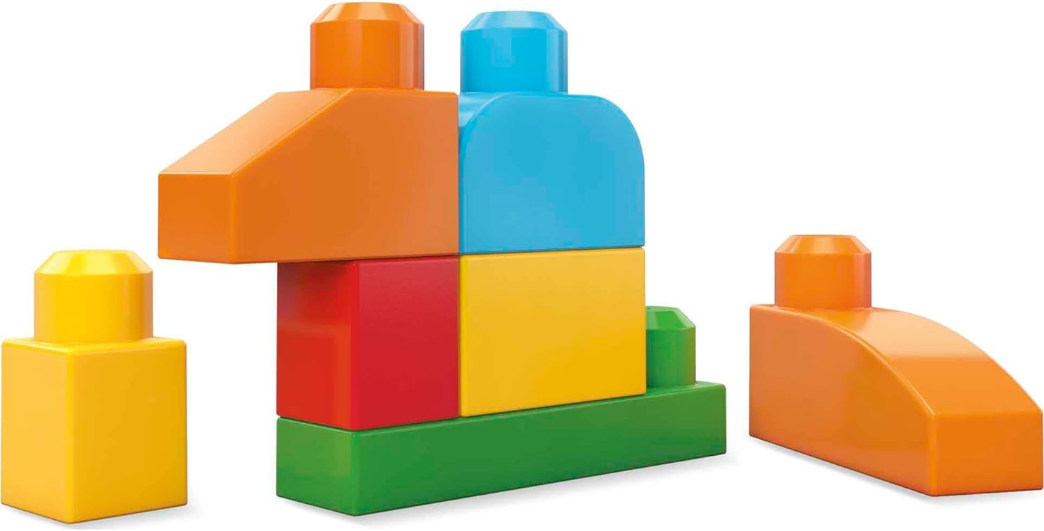 MEGA BLOKS First Builders Toddler Blocks Toys Set, Deluxe Building Bag with 150 Pieces and Storage, Blue, Ages 1+ Years
