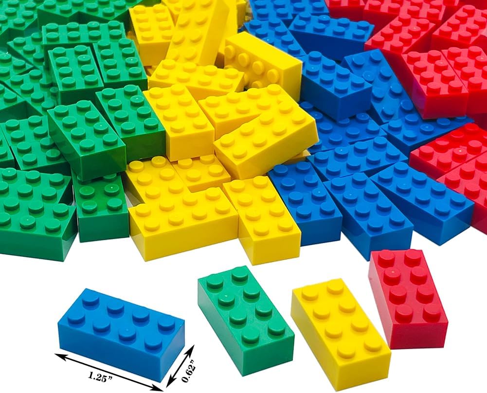 120Pieces Classic Building Bricks Blocks Toy Set 2x4 MOC Building Basic Bricks Parts and Pieces Compatible with Major Brands STEM Creative Construction Toys for Kids 6+ (Red, Yellow, Blue, Green)