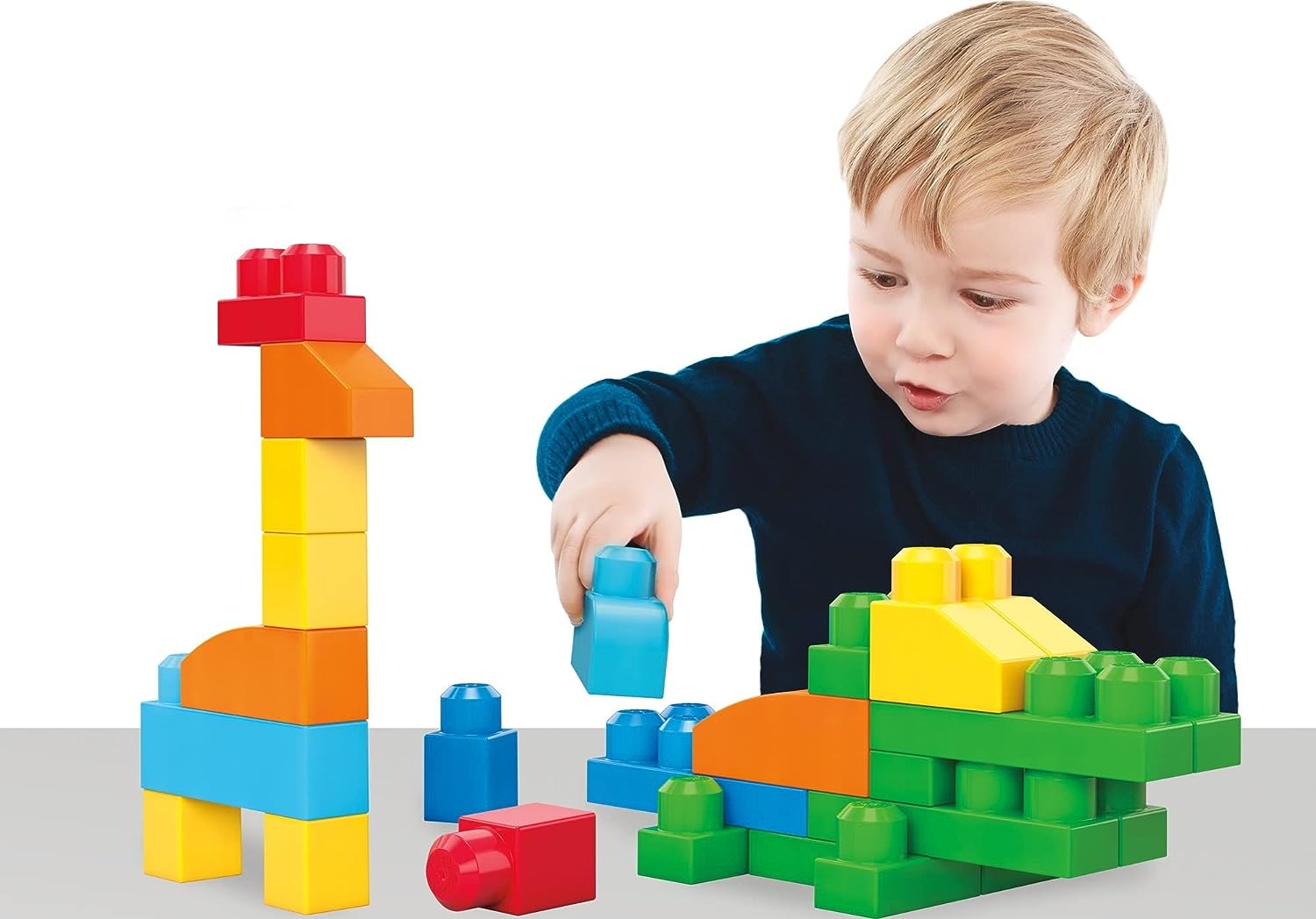 MEGA BLOKS First Builders Toddler Blocks Toys Set, Deluxe Building Bag with 150 Pieces and Storage, Blue, Ages 1+ Years
