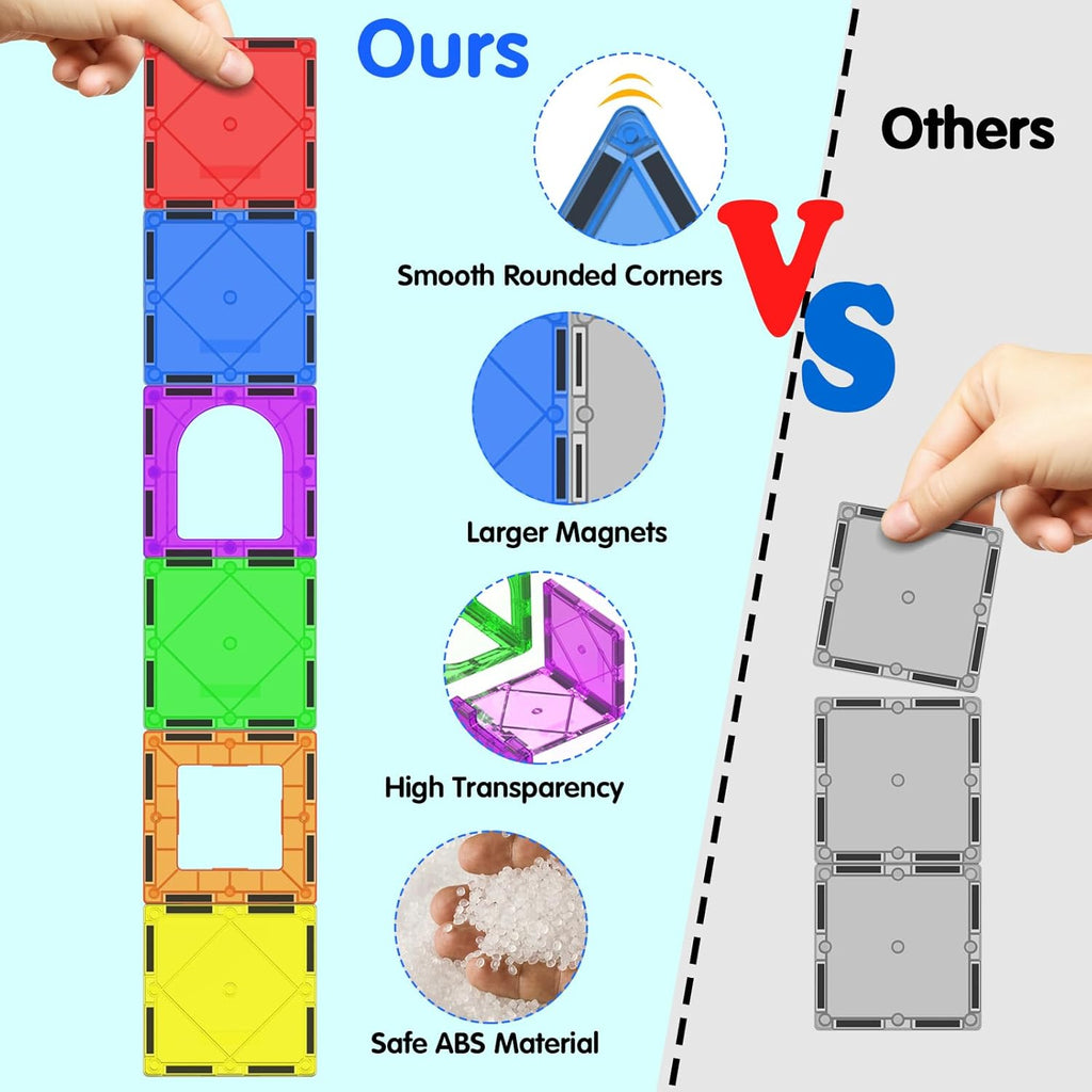 42PCS Magnetic Tiles,Magnetic Building Blocks for Kids Age 3 4 5 6 7 8,Toddler Montessori STEM Sensory Magnet Toys