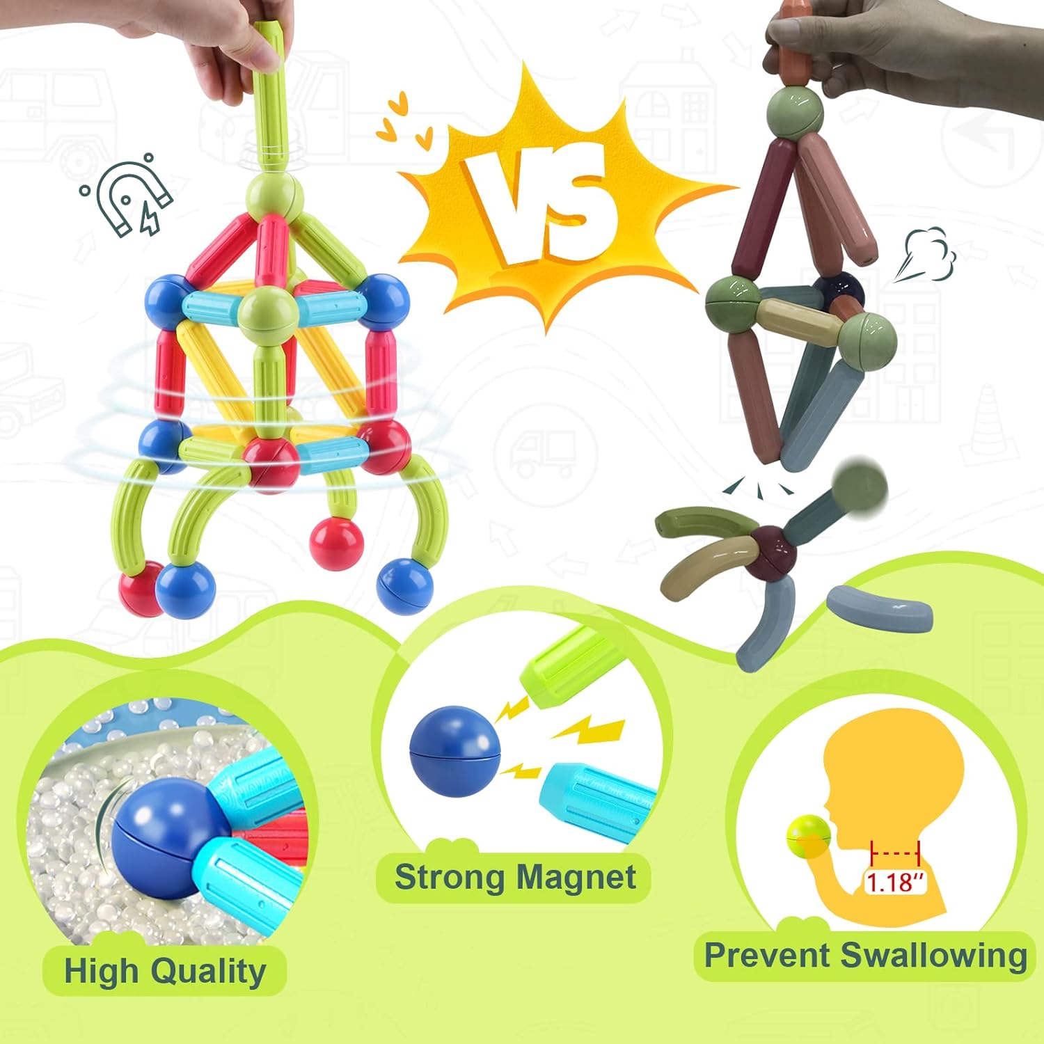 Magnet Toys for 3 Year Old Girls Boys, Educational Preschool Toys Magnetic Building Toys for Toddlers Kids, Sensory Montessori Toys Magnet Building Tiles Sticks Playset, Birthday Gift