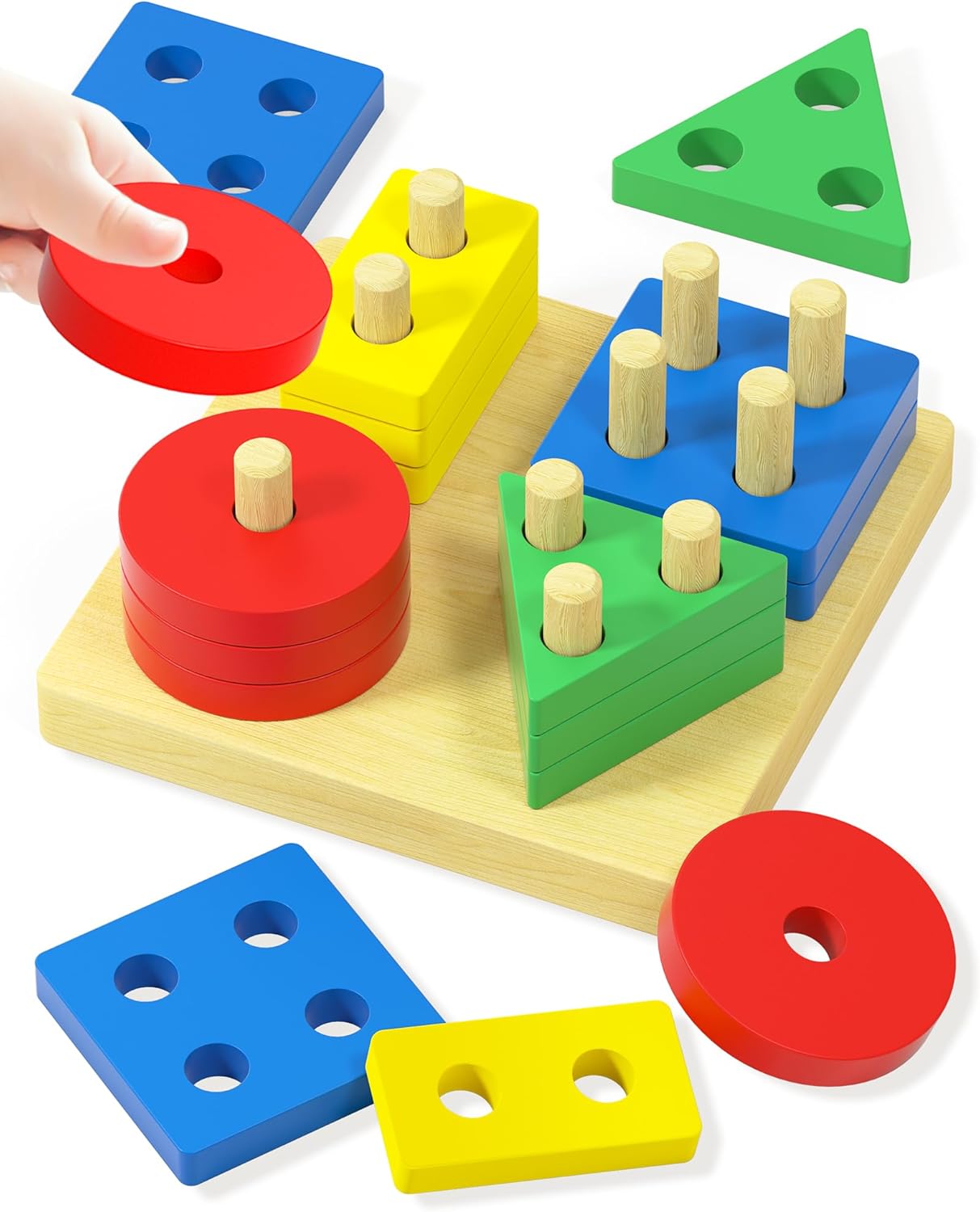 Montessori Toys for 1 2 3 Year Old Boys Girls Toddlers, Wooden Sensory Toys for Ages 2-4 0-2, 1 2 Year Old Boy Girl Birthday Gifts, Educational Toddler Learning Puzzles Toys
