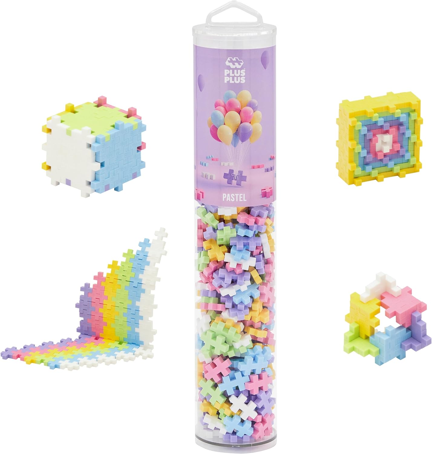 Plus Plus – Open Play Tube – 240 Piece Pastel Color Mix – Construction Building STEM | STEAM Toy, Interlocking Mini Puzzle Blocks for Kids