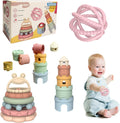 Baby Stacking Toy Set,Baby Stacking Rings,Stacking Cups Toys, Nesting Cups Silicone teether Growth Toy Set，Learning and Explorer Toys,Stacking Toys for Toddlers 1-3