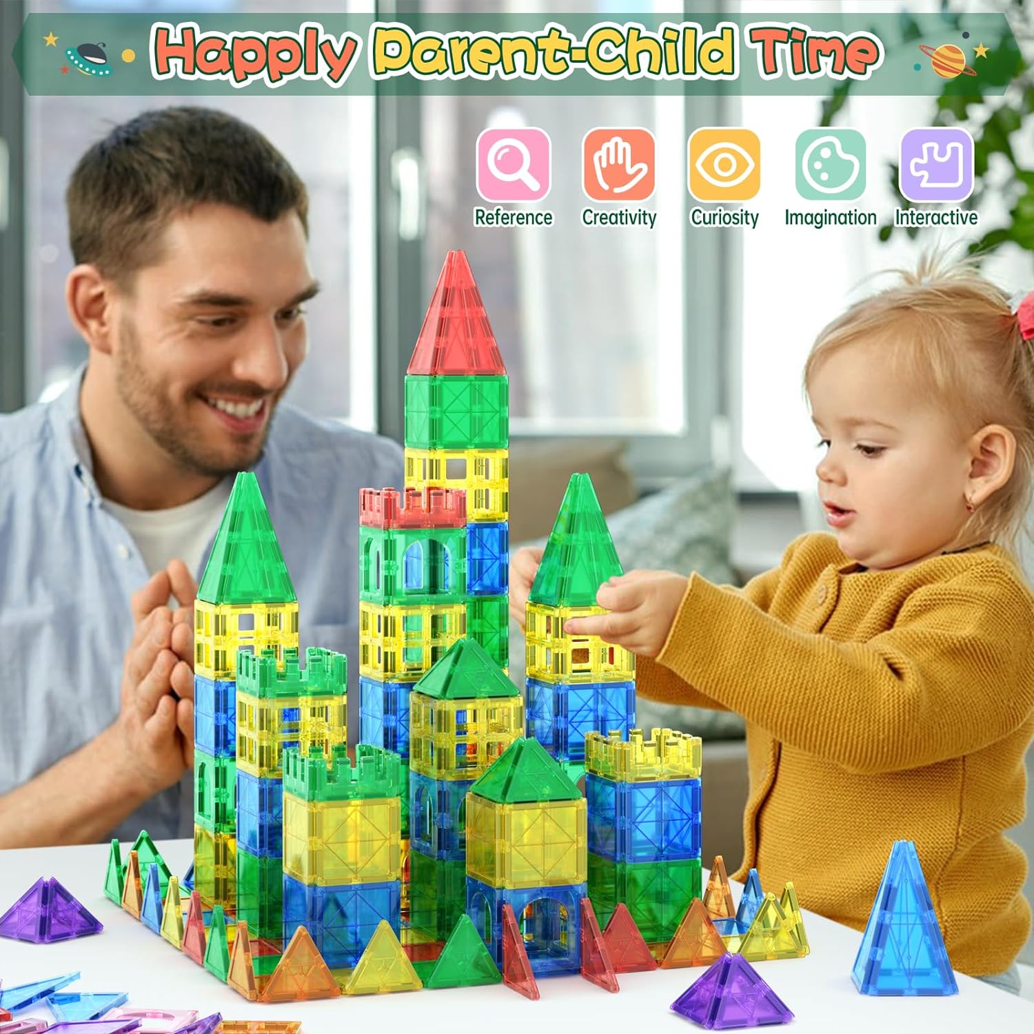 Magnetic Tiles Magnet Toys for Girls Boys, Sensory STEM Magnetic Blocks Building Toys for Kids, Preschool Learning Montessori Toys for 3+ Year Old, Toddler Age 3-5 5-7