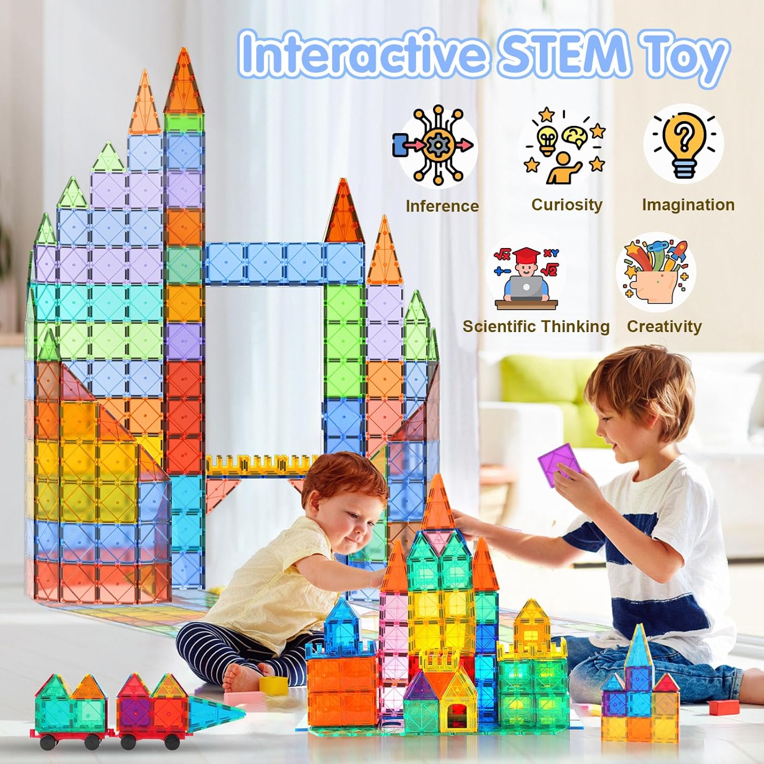 42PCS Magnetic Tiles,Magnetic Building Blocks for Kids Age 3 4 5 6 7 8,Toddler Montessori STEM Sensory Magnet Toys