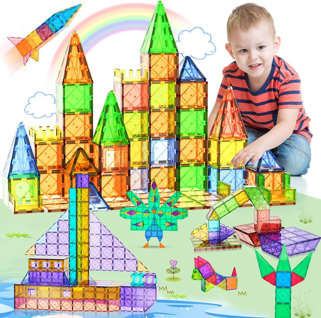 42PCS Magnetic Tiles,Magnetic Building Blocks for Kids Age 3 4 5 6 7 8,Toddler Montessori STEM Sensory Magnet Toys