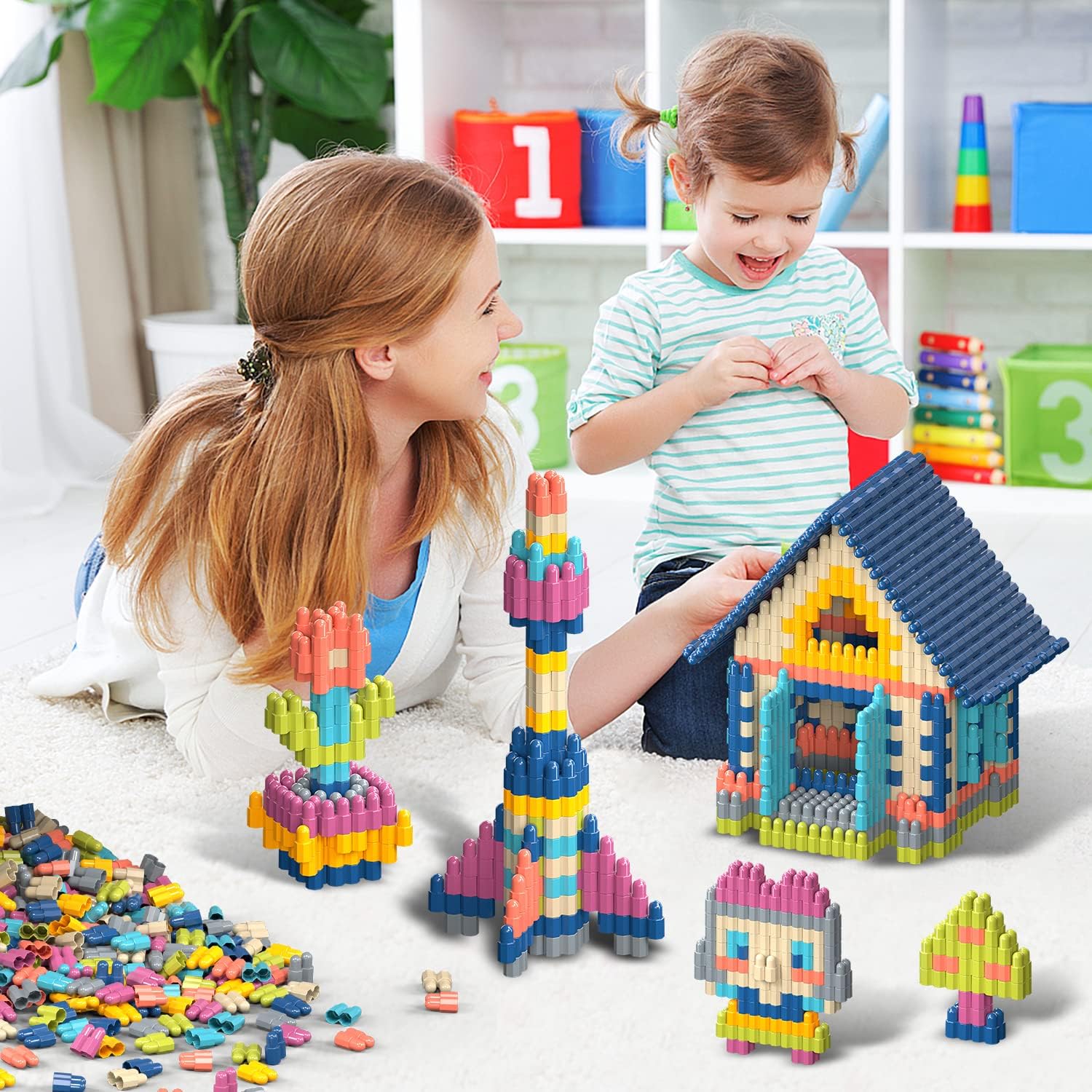 Kids 1120pcs Building Blocks Set Educational STEM Building Toy, Construction Block Toys Set Learning Playset Kit for Boys Girls, Child Brain Development Preschool Kindergarten Toy Age 3+