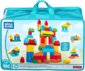 MEGA BLOKS First Builders Toddler Blocks Toys Set, Deluxe Building Bag with 150 Pieces and Storage, Blue, Ages 1+ Years