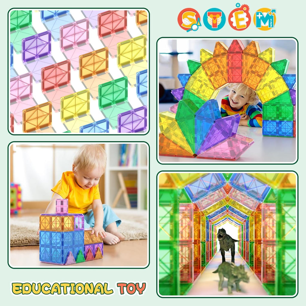 Magnetic Tiles Magnet Toys for Girls Boys, Sensory STEM Magnetic Blocks Building Toys for Kids, Preschool Learning Montessori Toys for 3+ Year Old, Toddler Age 3-5 5-7