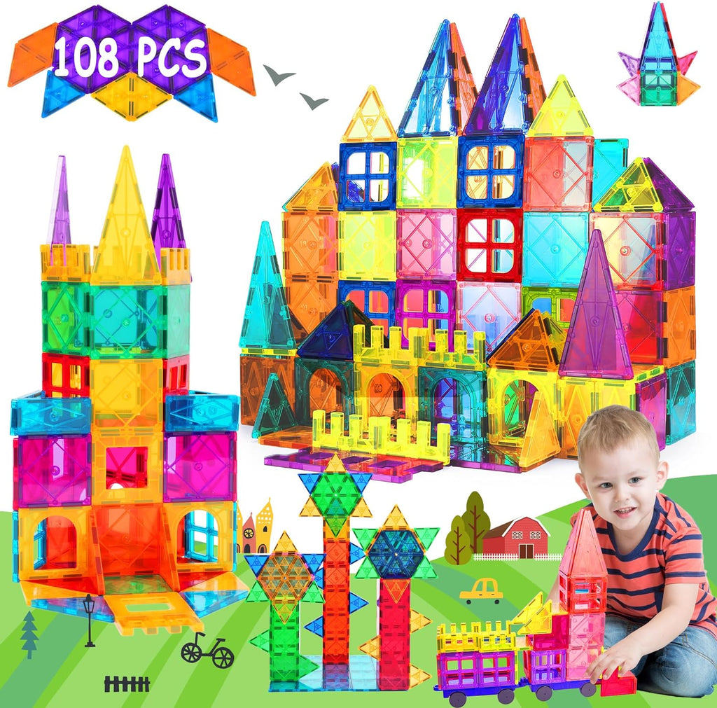 42PCS Magnetic Tiles,Magnetic Building Blocks for Kids Age 3 4 5 6 7 8,Toddler Montessori STEM Sensory Magnet Toys
