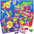 QUOKKA Wooden Puzzles for Kids Ages 4-6 – 3 Educational Wood Toddler Puzzles Ages 3-5 – Learning United States Toddler Game Puzzles Ages 2-4 – Gift World, Space and USA Maps for Boys and Girls