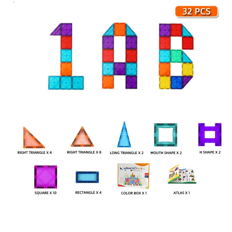 Diy Plastic Building Magnetic Blocks Construction Magnet Toys Kids Educational Magnetic Tiles