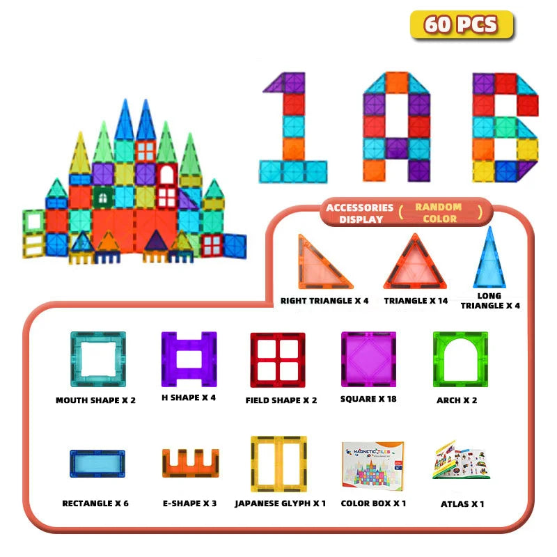 Diy Plastic Building Magnetic Blocks Construction Magnet Toys Kids Educational Magnetic Tiles