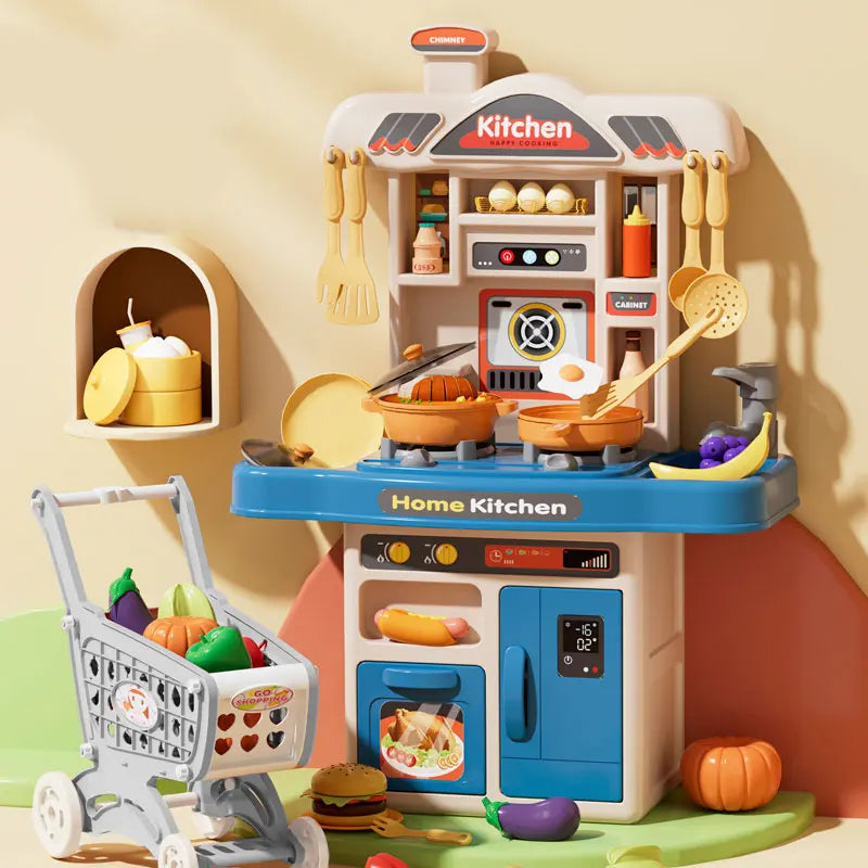 Kids Kitchen Set Pretend Play Plastic Fruit and Vegetable Cut Toys Girls Kitchen Food Toy