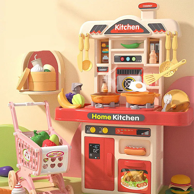 Kids Kitchen Set Pretend Play Plastic Fruit and Vegetable Cut Toys Girls Kitchen Food Toy
